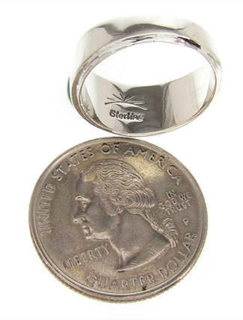 Turquoise Opal Inlay Sterling Silver Ring Size 7-3/4 PS58370